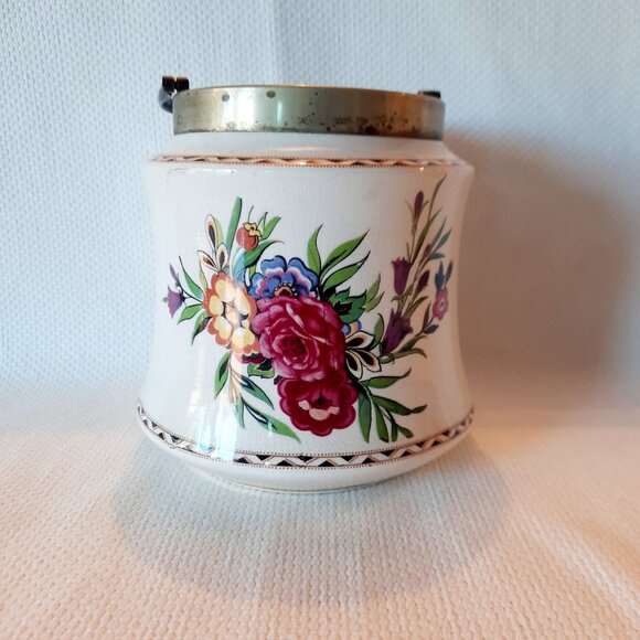Palissy England Biscuit Jar, Floral Pattern with Hummingbird - Picture 2 of 9